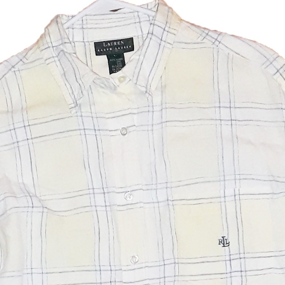 Ralph Lauren Linen Mens Large Button Down